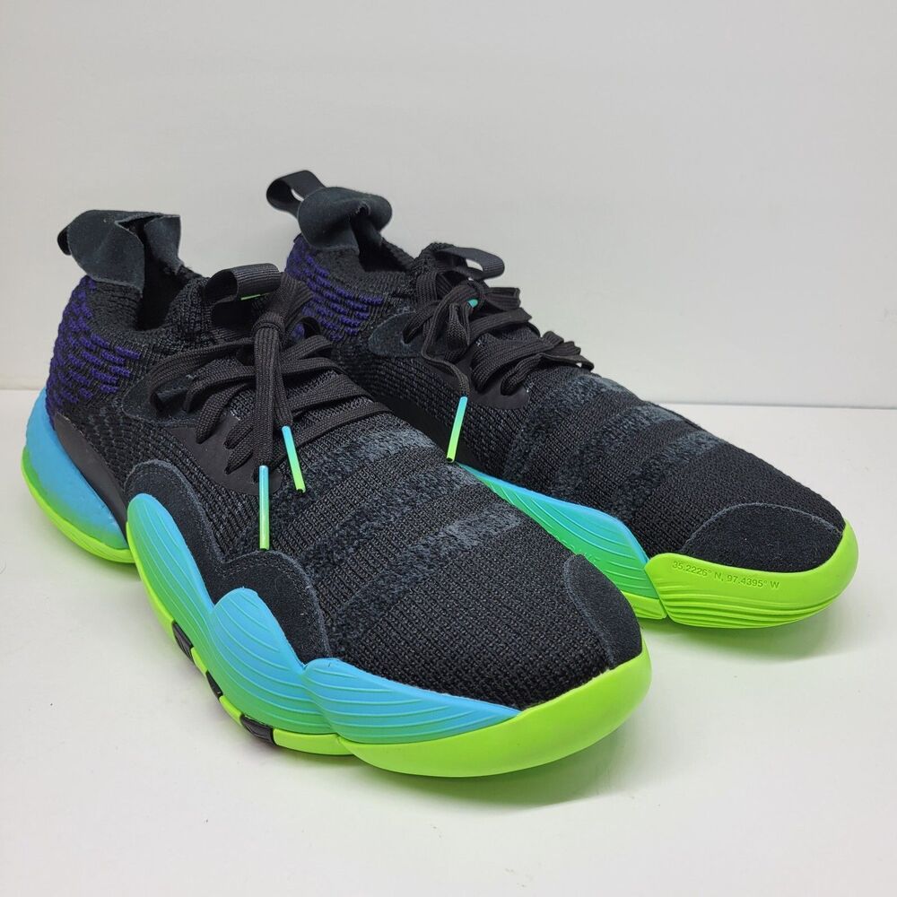 Adidas Trae Young 6473 Mens Black Green Blue Basketball Shoes Size US 10.5 GUC